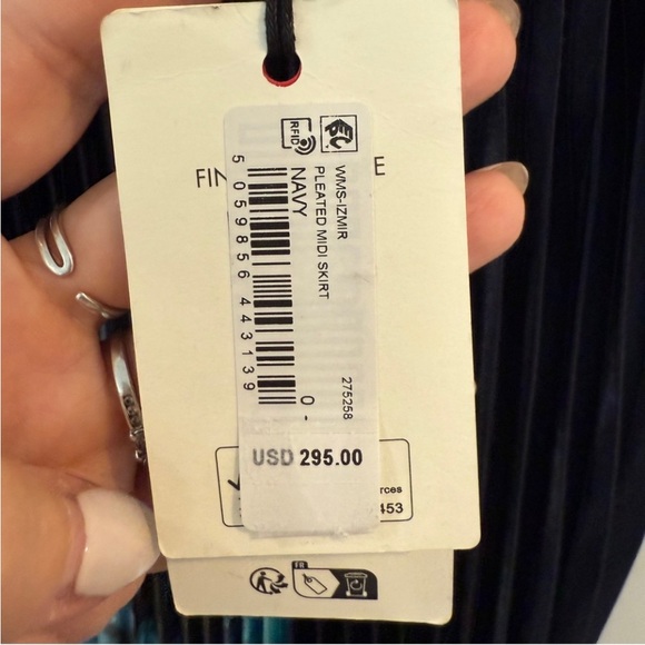 Ted Baker Blue Izmir Pleated Midi Skirt Floral $295 Size 0 XS Satin - Picture 10 of 16